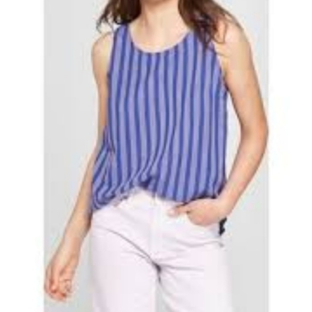 NWT Blue Striped Sleeveless Tank Top Size S - Picture 5 of 5